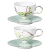 tea-cup-set-freesia-clematis KAMMAK 8CZRX024+25 ceramic cup and saucer side angle view showing silhouette