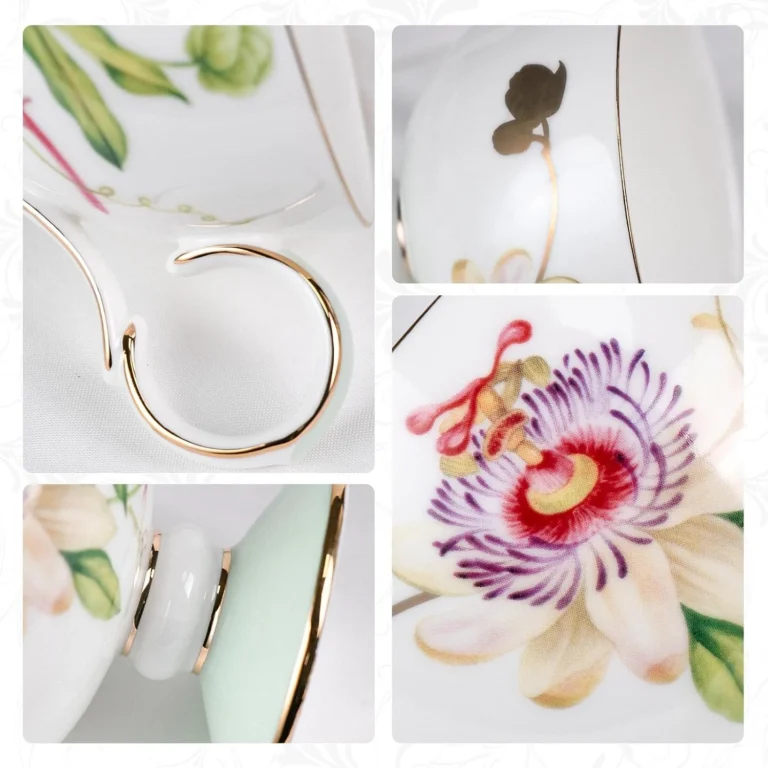 Gold-trimmed tea cup set product detail
