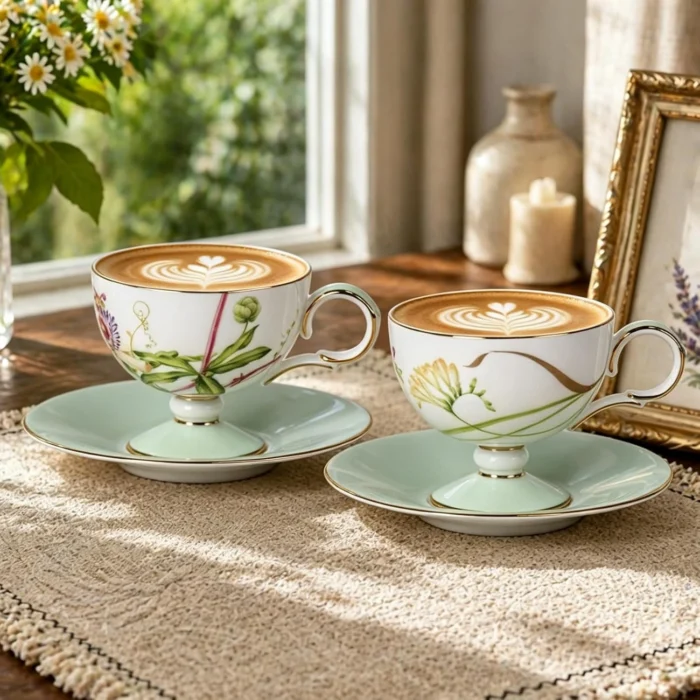 tea-cup-set-freesia-clematis-4 KAMMAK 8CZRX024+25 ceramic cup and saucer scale and proportion view image 6