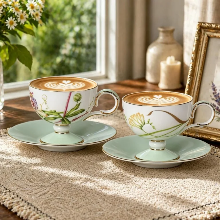 Freesia and Clematis tea set presentation