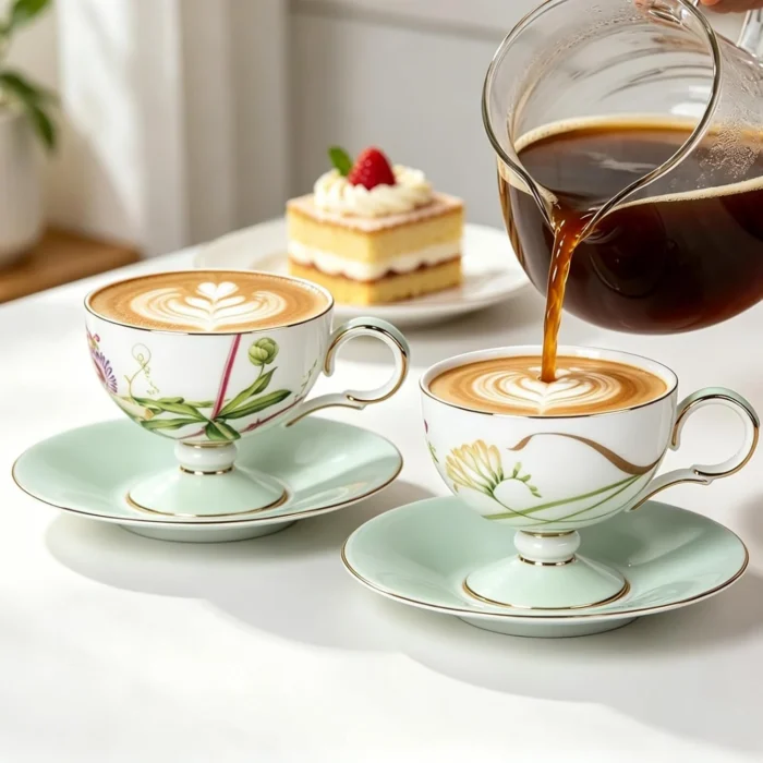 tea-cup-set-freesia-clematis-6 KAMMAK 8CZRX024+25 ceramic cup and saucer decorative craft detail image 7