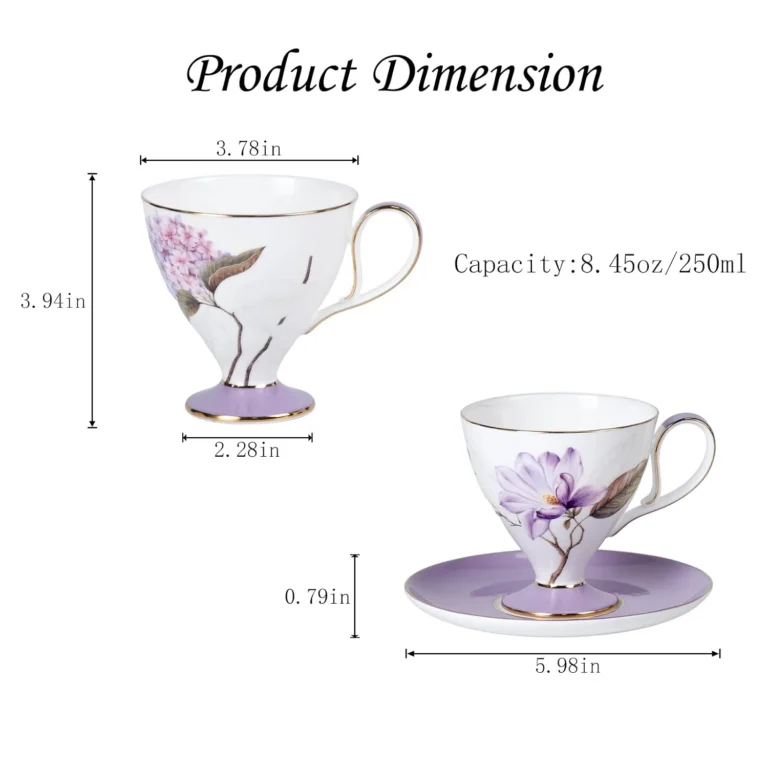 Porcelain tea cup and saucer set gallery view