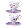 tea-cup-set-magnolia-hydrangea KAMMAK 8CZRX017+18 ceramic cup and saucer side angle view showing silhouette