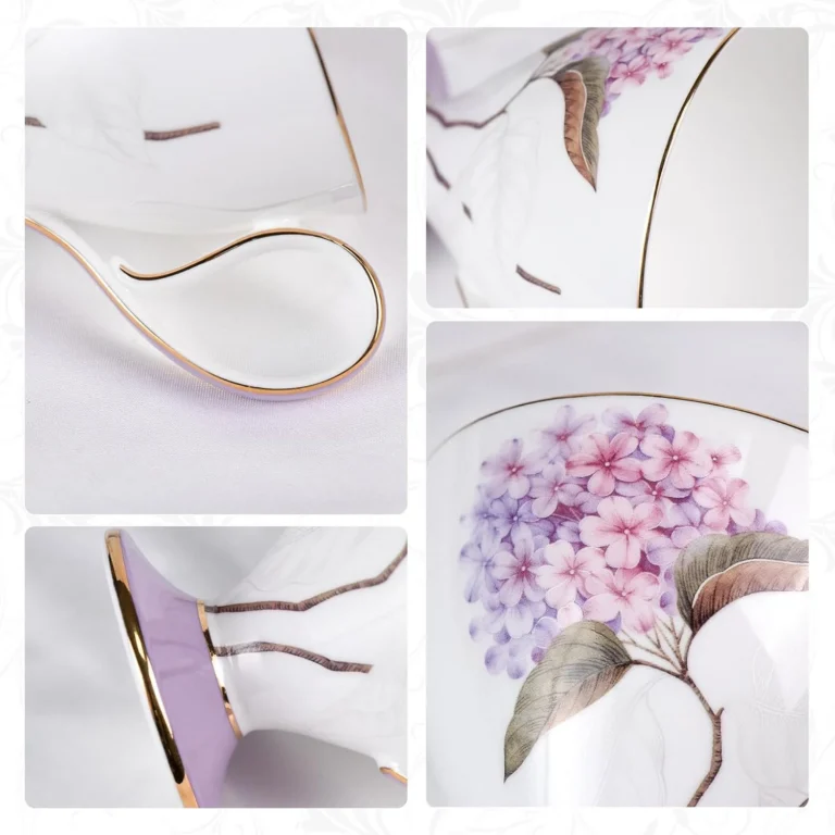 Gold-trimmed tea cup set product detail