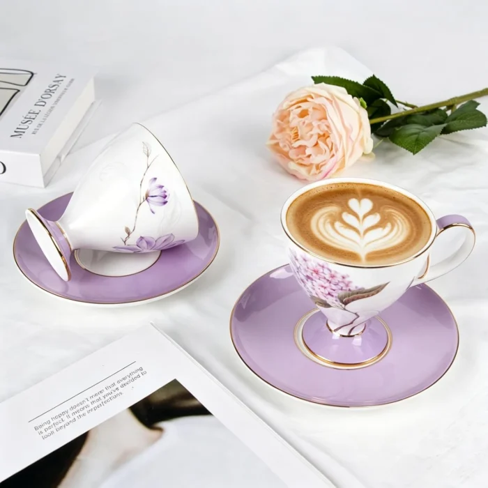 tea-cup-set-magnolia-hydrangea-5 KAMMAK 8CZRX017+18 ceramic cup and saucer front view for product display