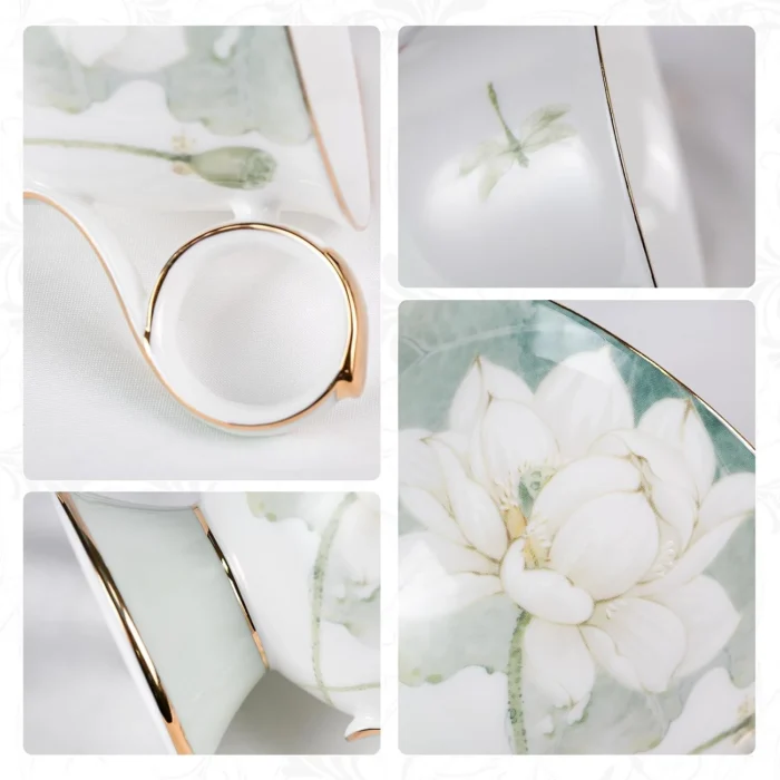 tea-cup-set-sweet-dream-lotus-melody-3 KAMMAK 8CZRX019+20 ceramic cup and saucer styled home decor setting image 5
