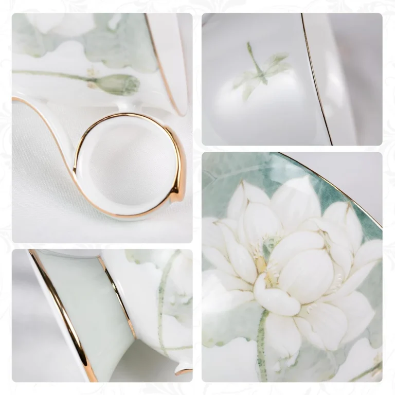 Gold-trimmed tea cup set product detail