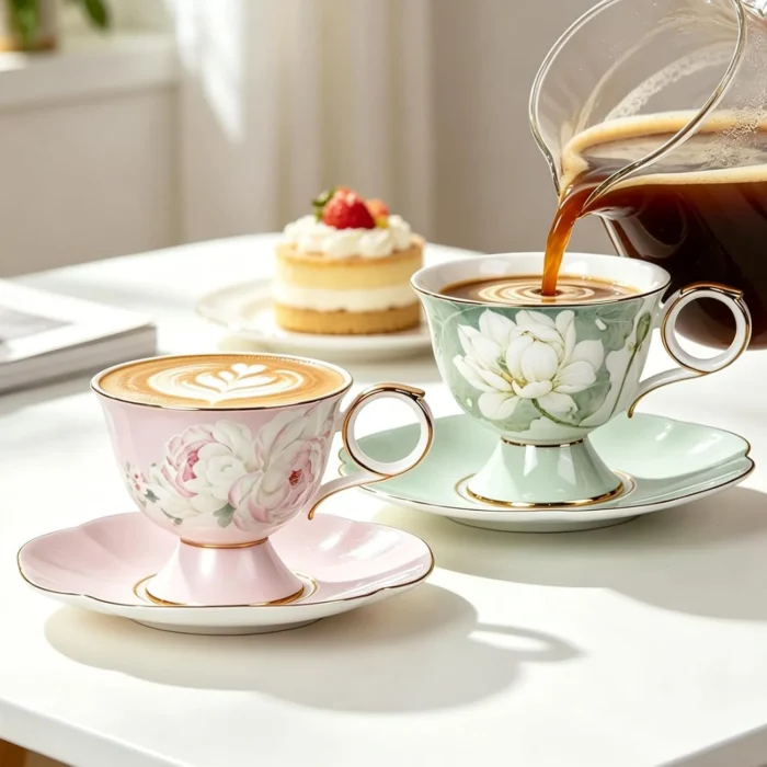 tea-cup-set-sweet-dream-lotus-melody-4 KAMMAK 8CZRX019+20 ceramic cup and saucer scale and proportion view image 6