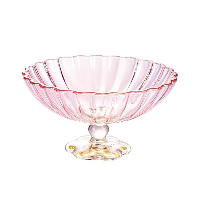 kammak-pink-footed-glass-fruit-bowl-lws014-1 KAMMAK 8KPLWS014 home decor product front view for product display