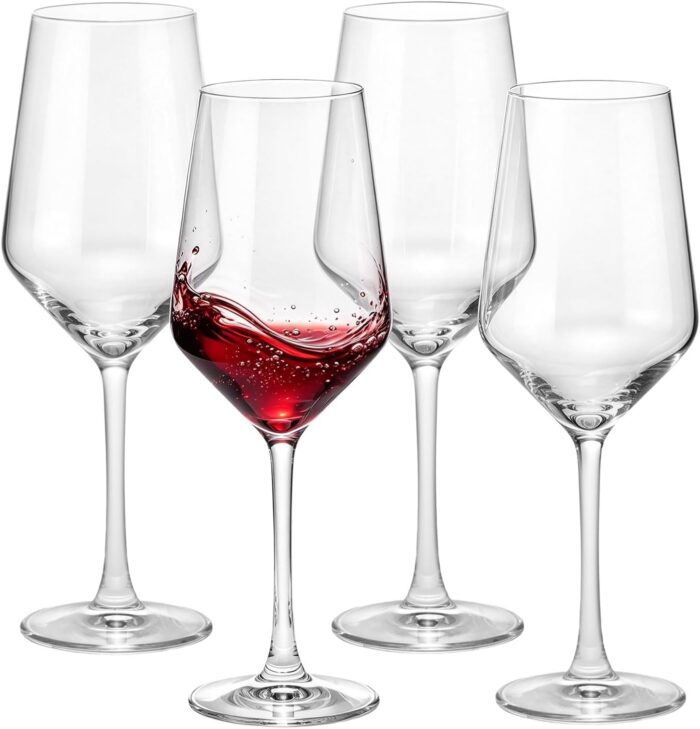 KAMMAK Red & White Wine Glasses Set of 4, Crystal Stemmed Glasses, DY020-4 KAMMAK 8KPDY020-4 wine glasses front view for product display