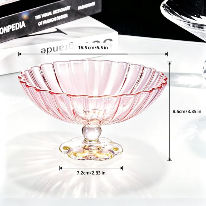 kammak-pink-footed-glass-fruit-bowl-lws014-5 KAMMAK 8KPLWS014 home decor product styled home decor setting image 5