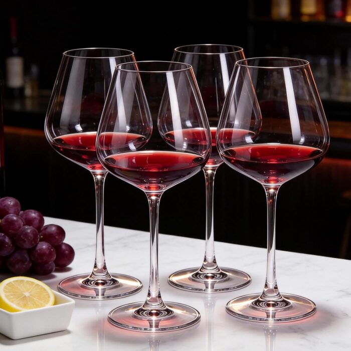KAMMAK Red & White Wine Glasses Set of 4, Crystal Stemmed Glasses, DY039 KAMMAK 8KPDY039 wine glasses close-up material texture detail image 4