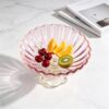 kammak-pink-footed-glass-fruit-bowl-lws014-2 KAMMAK 8KPLWS014 home decor product side angle view showing silhouette