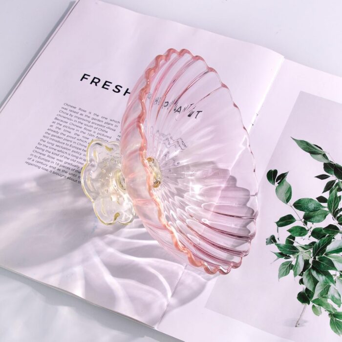 kammak-pink-footed-glass-fruit-bowl-lws014-4 KAMMAK 8KPLWS014 home decor product close-up material texture detail image 4