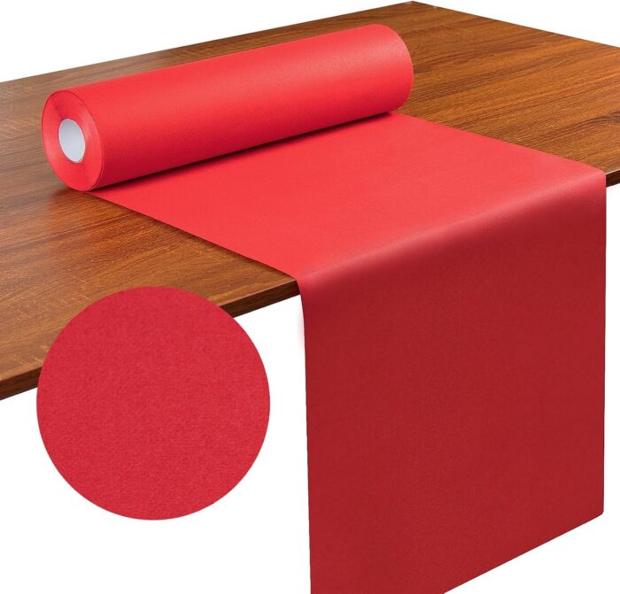 KAMMAK Red Disposable Paper Table Runner Roll, 16.5 in × 78.7 ft – main image KAMMAK 7KPSP997N dinner napkins front view for product display
