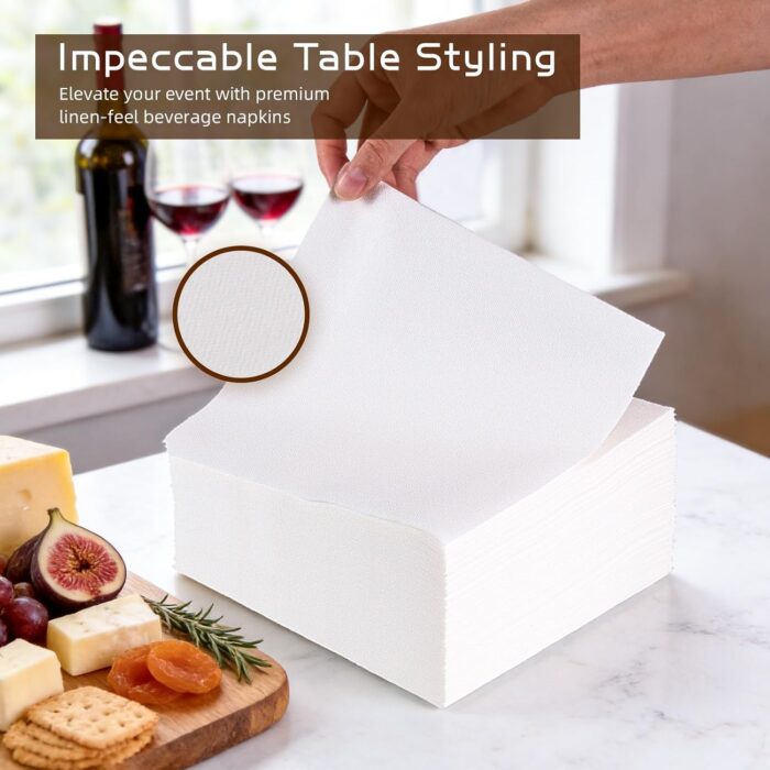 KAMMAK White Disposable Dinner Napkins 100 Pack – image 2 KAMMAK 7KPSP1042 dinner napkins side angle view showing silhouette