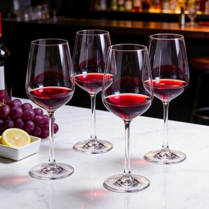 KAMMAK Red & White Wine Glasses Set of 4, Crystal Stemmed Glasses, DY038 KAMMAK 8KPDY038 wine glasses close-up material texture detail image 4