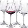 KAMMAK Red & White Wine Glasses Set of 4, Crystal Stemmed Glasses, DY039 KAMMAK 8KPDY039 wine glasses front view for product display