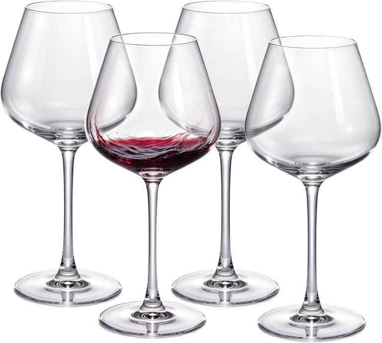 KAMMAK Red & White Wine Glasses Set of 4, Crystal Stemmed Glasses, DY039